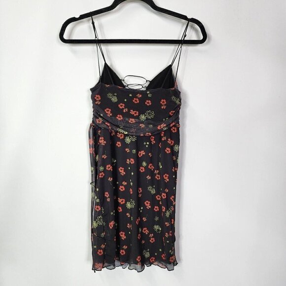Urban Outfitters NWOT Bright Side Lace‎ Up Mini Dress Black Multi Floral Print S - Picture 12 of 16